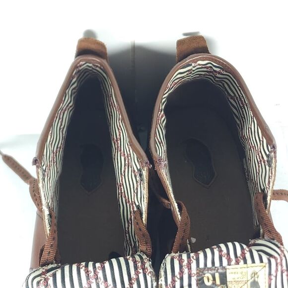 London Underground Women's Vtg US10 Brow Leather Lace Up Chunky Ankle Boots - Picture 10 of 16